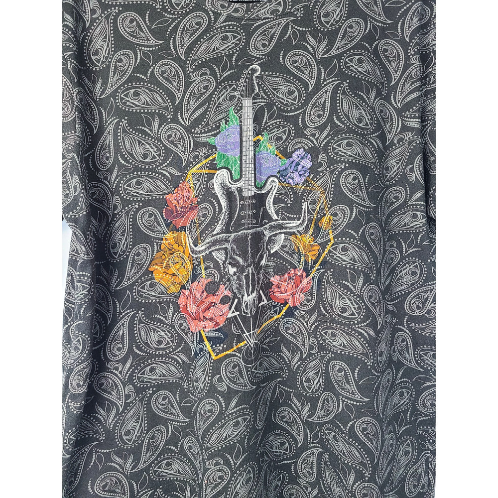 Robert Graham Men's Paisley Printed Black/Gray Cotton T-shirt Size Medium - Picture 3 of 6